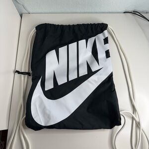 Nike Black and White Logo Drawstring Backpack